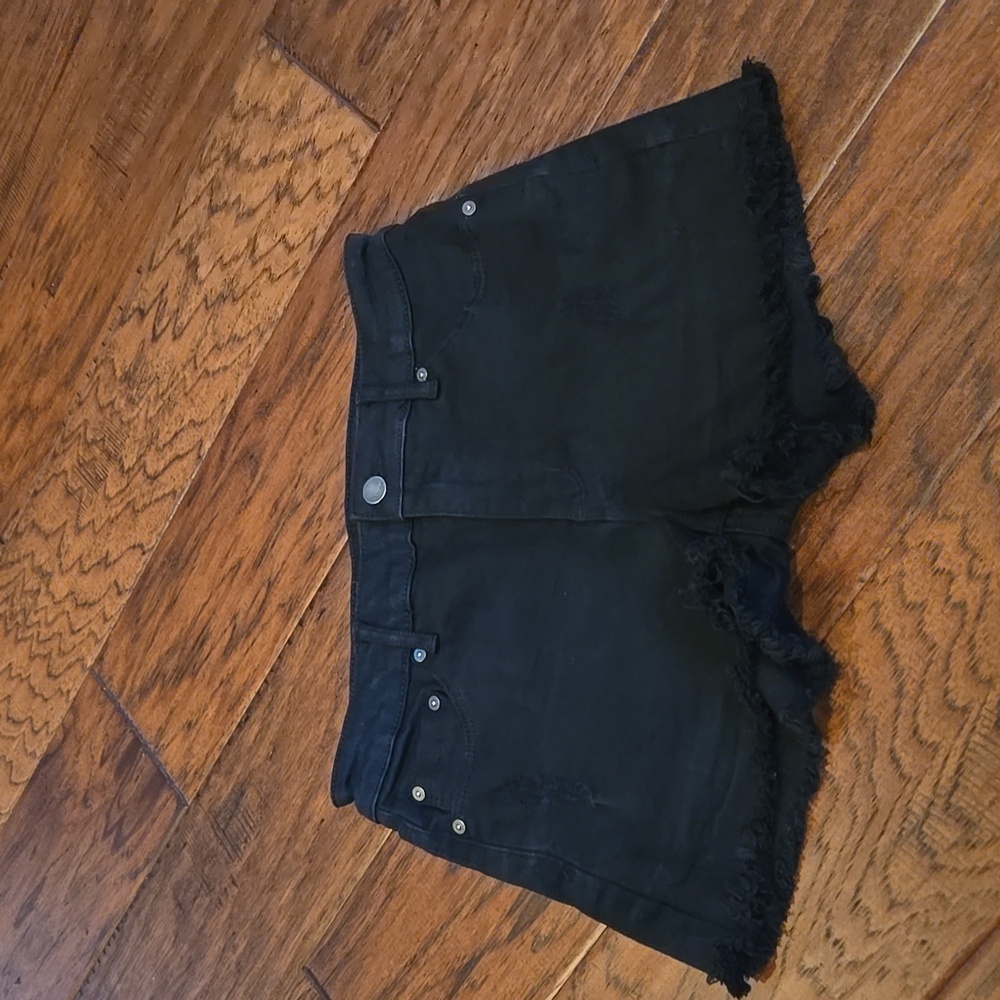 Tractr Black Frayed Hem Girls Denim Shorts